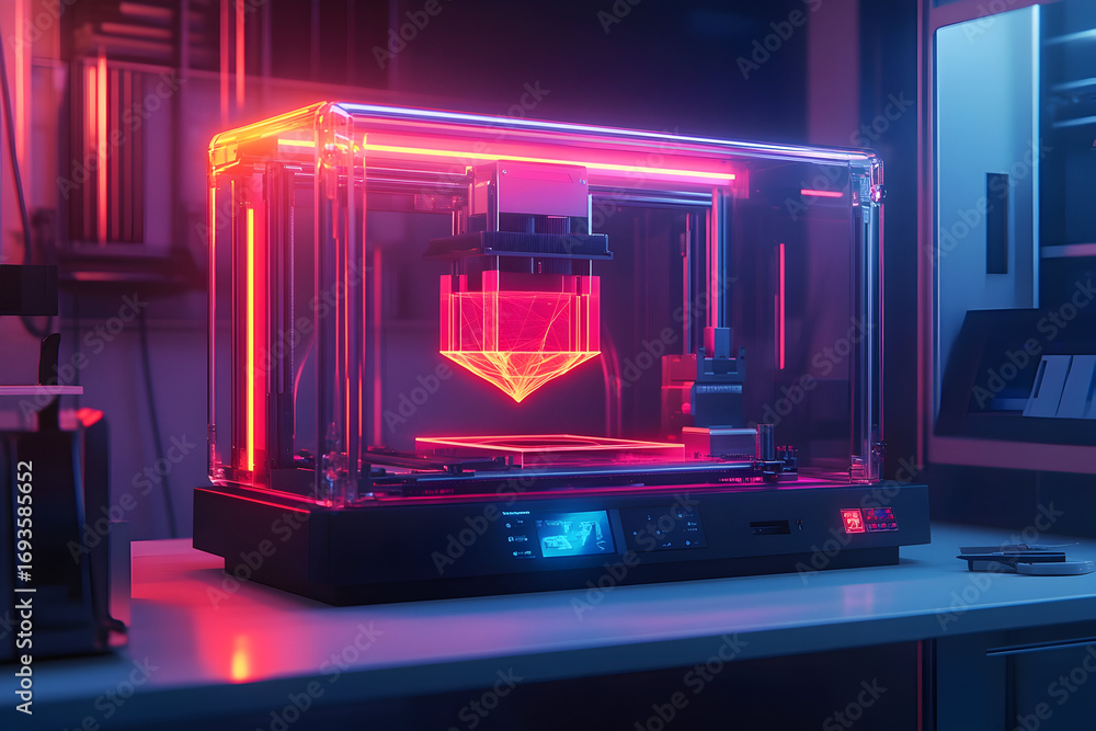 Obraz premium Next generation 3d printing machine in futuristic lab setting