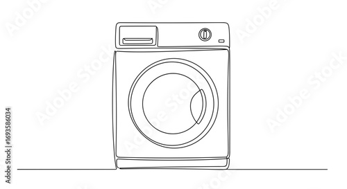 Outline of a modern washing machine in minimalist design style  