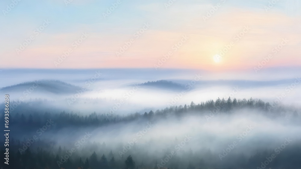 Fototapeta premium Misty mountain sunrise