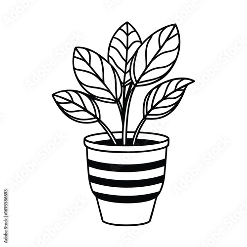 houseplant in striped pot vector design on white background 