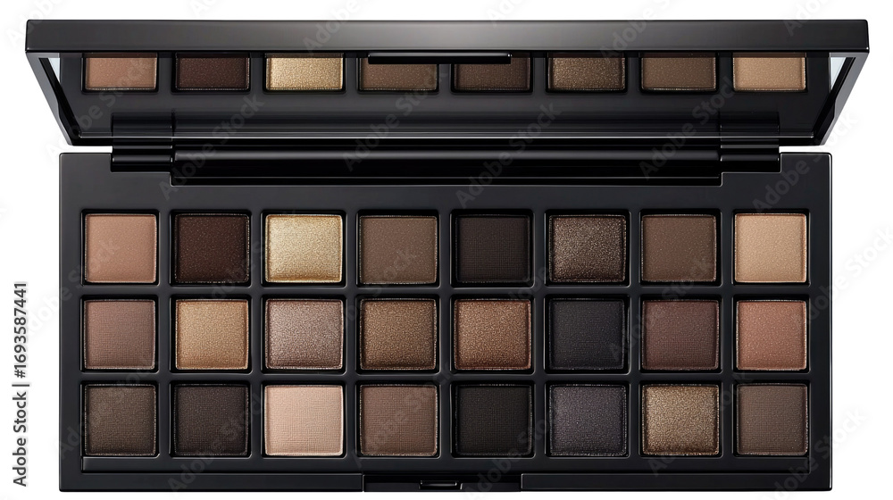 Fototapeta premium High-Quality Makeup Palette with Diverse Shades for Creative Eye Looks and Glamorous Makeup Applications