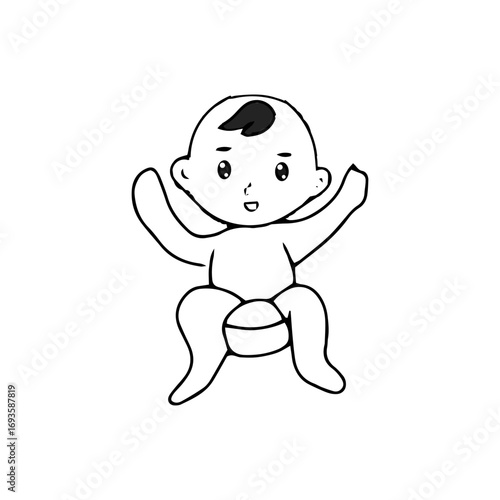Baby new born line gesture activity. baby new born element design. coloring book for kids preschool. newborn baby to toddler life cycle vector