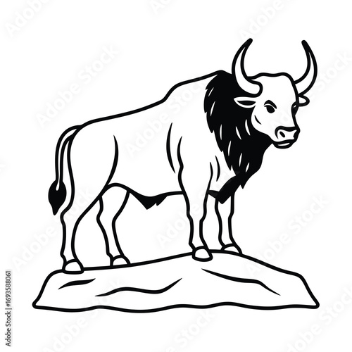 majestic bison standing on a rocky outcrop powerful 