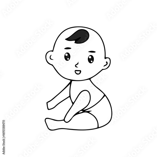 Baby new born line gesture activity. baby new born element design. coloring book for kids preschool. newborn baby to toddler life cycle vector