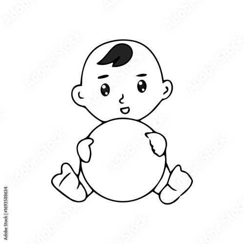 Baby new born line gesture activity. baby new born element design. coloring book for kids preschool. newborn baby to toddler life cycle vector