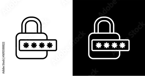 Password Protection White Icon Set Design