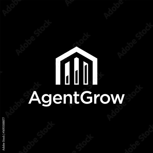 Home real estate financial investment with bar grow vector logo design