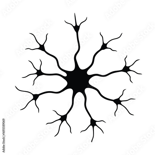 nerve cell vector neuron silhouette on white background 