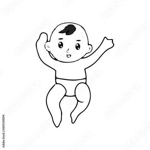 Baby new born line gesture activity. baby new born element design. coloring book for kids preschool. newborn baby to toddler life cycle vector