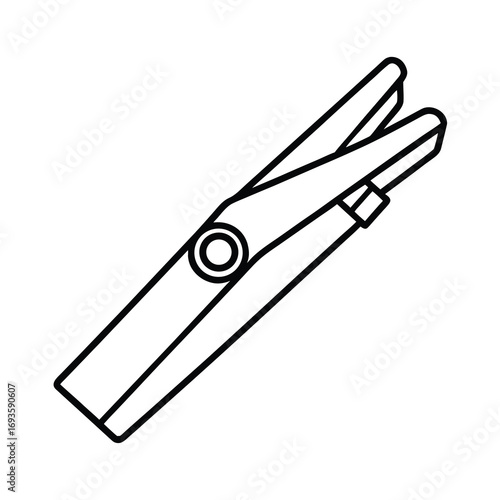outline drawing of a clothespin on white background 