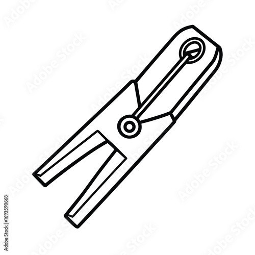 outline drawing of a clothespin on white background 