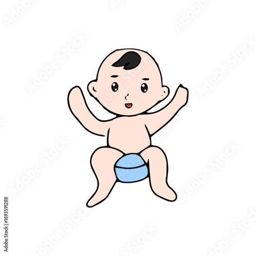 Baby new born line gesture activity. baby new born element design. coloring book for kids preschool. newborn baby to toddler life cycle vector