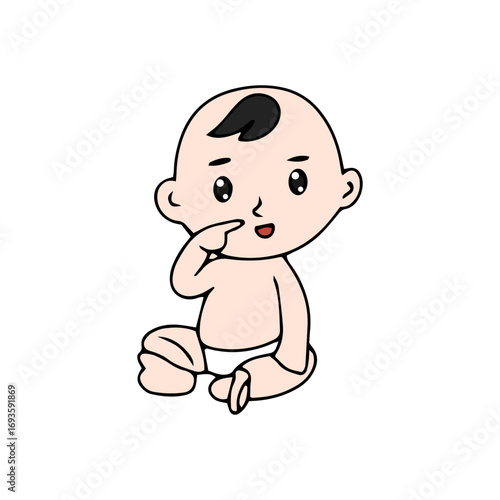 Baby new born line gesture activity. baby new born element design. coloring book for kids preschool. newborn baby to toddler life cycle vector