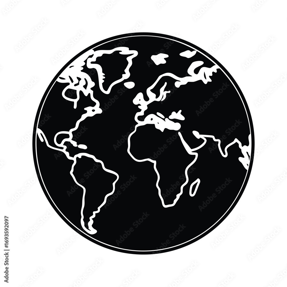 Obraz premium silhouette of the world map for illustration on white background 