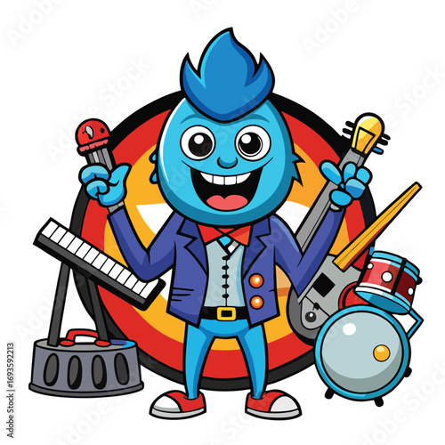 Design logo icon vector illustration  cartoon character music band