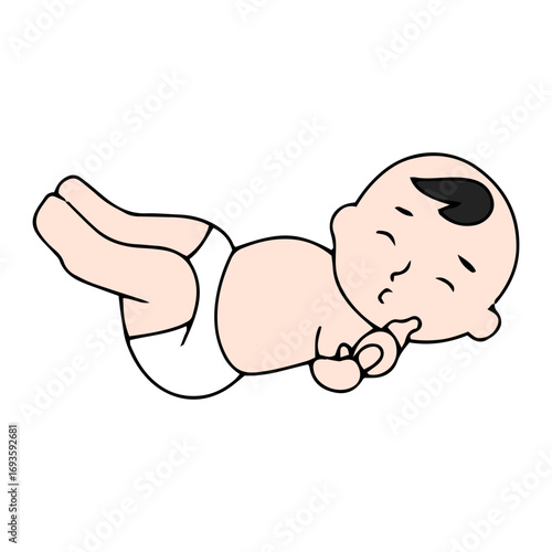Baby new born line gesture activity. baby new born element design. coloring book for kids preschool. newborn baby to toddler life cycle vector