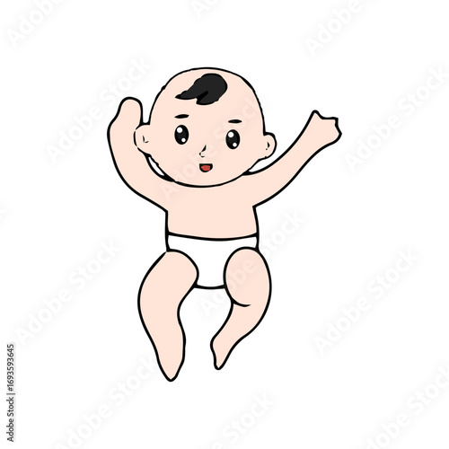 Baby new born line gesture activity. baby new born element design. coloring book for kids preschool. newborn baby to toddler life cycle vector