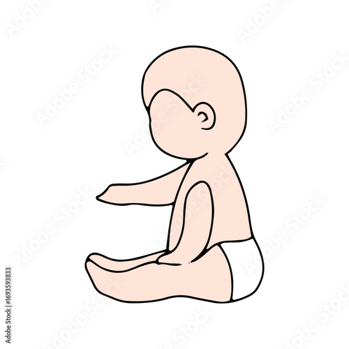 Baby new born line gesture activity. baby new born element design. coloring book for kids preschool. newborn baby to toddler life cycle vector