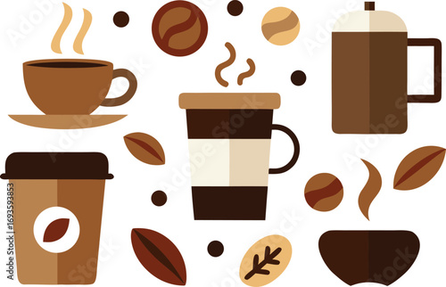 National coffee day collection vector illustration scalable eps icons for beverage design
