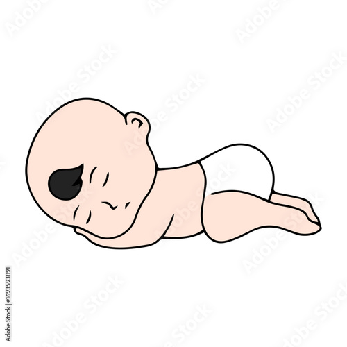 Baby new born line gesture activity. baby new born element design. coloring book for kids preschool. newborn baby to toddler life cycle vector