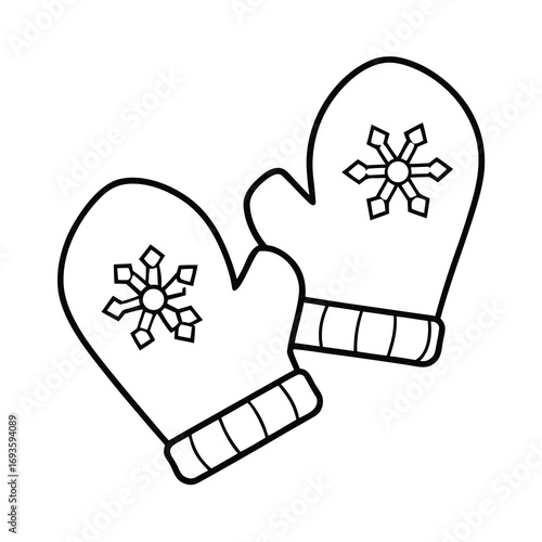 snow mittens simple clipart on white background