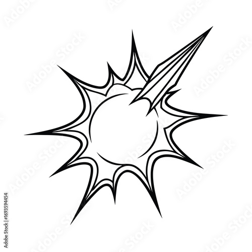 spiked bat line art on white background