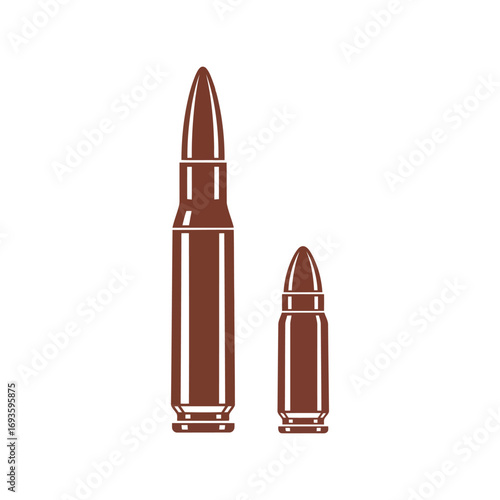 Two metallic bullets close up studio shot isolated on white gun ammunition ammunition detail vector