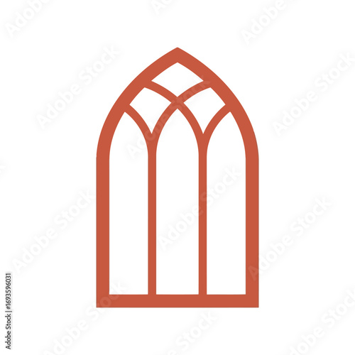 Gothic arch window frame architectural element simple line art icon style vector