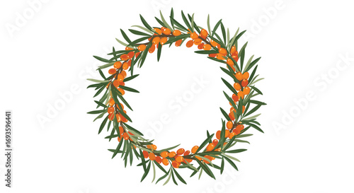 Vibrant sea buckthorn wreath adds natural elegance to seasonal designs and celebrations