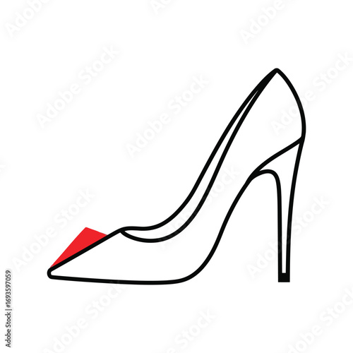 Elegant classic high heel shoe design fashionable footwear style minimalist line art vector