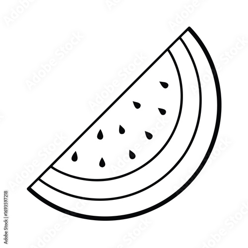 watermelon slice outline vector on white background 