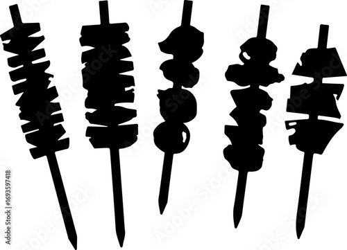 vector illustration of a grilled chicken with stick, isolated, food, white, object, chocolate, brown, spiral, sweet, closeup, macro, meal, honey, white background, dessert, nature