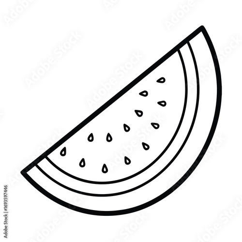 watermelon slice outline vector on white background 