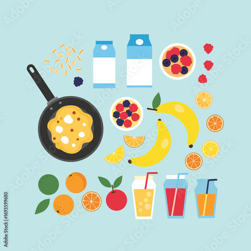 Healthy breakfast food ingredients for a delicious morning meal