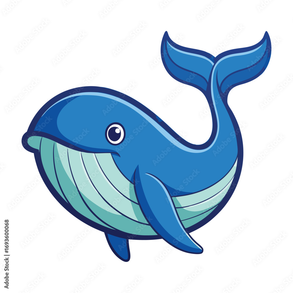 Fototapeta premium Adorable cartoon blue whale illustration