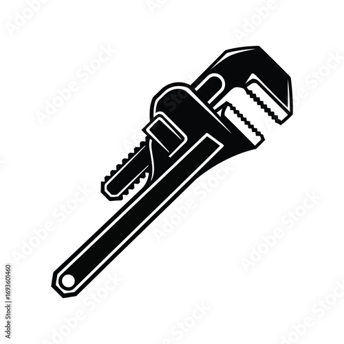 Adjustable pipe wrench tool for plumbing repairs construction and maintenance graphic element vector