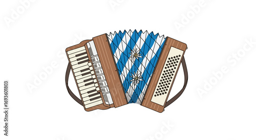 Detailed Accordion Illustration with Bellows and Keys, Suitable for Music Education Materials, Cultural Event Graphics, and Musical Instrument Guides