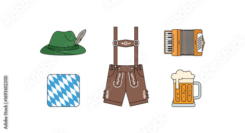 Oktoberfest Celebration Elements Depicting Traditional Bavarian Culture and Festive Atmosphere for Event Promotion and Marketing Materials