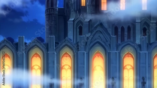 Enchanting Castle at Night with Full Moon