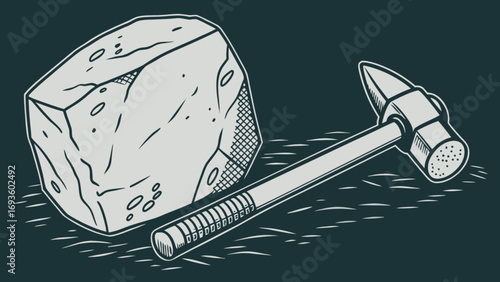 Rockhounding geology tool pick hammer and stone collecting equipment for mineral exploration and discovery