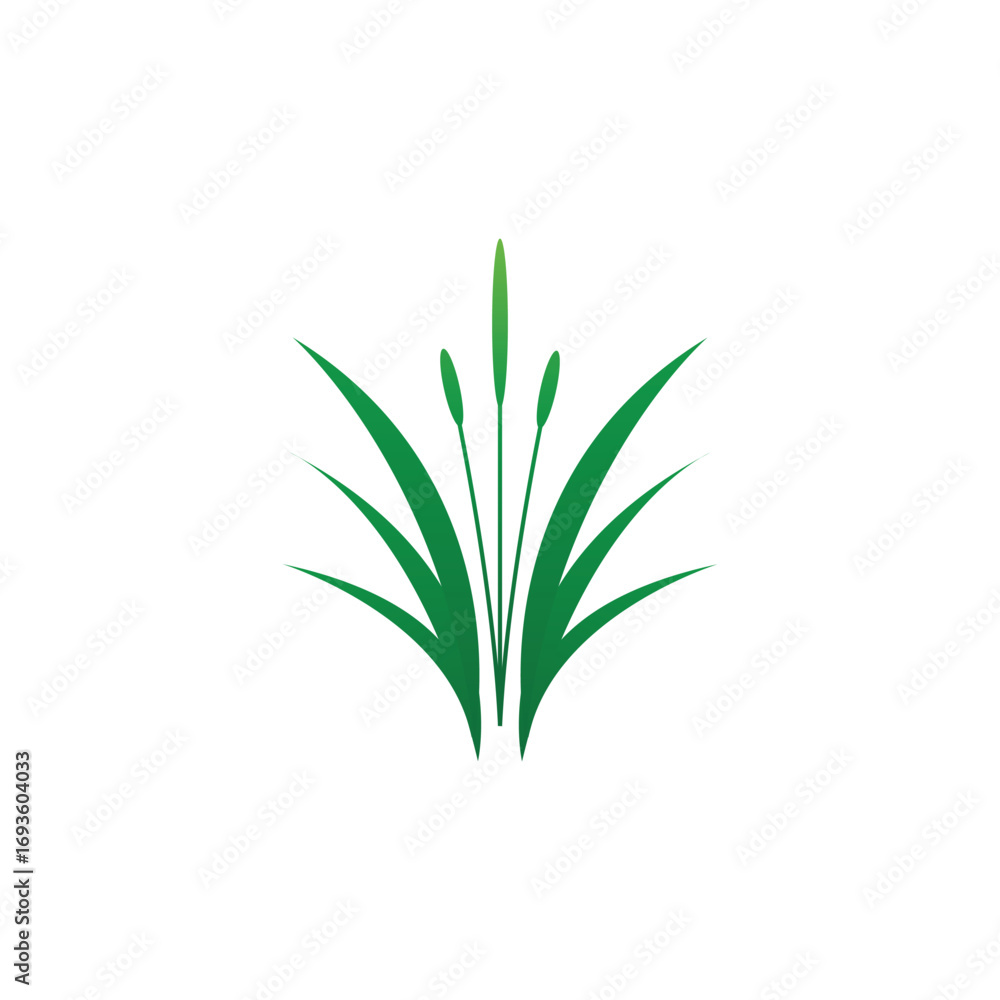 Obraz premium Stylized green grass logo vector symbol design