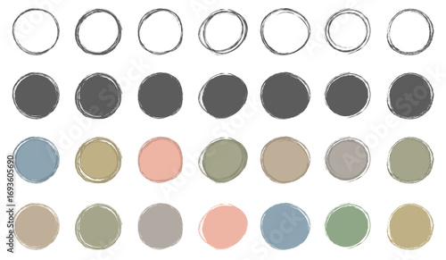 Hand drawn grunge circles set
