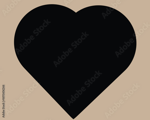 Solid black heart shape on a neutral beige background symbol love vector