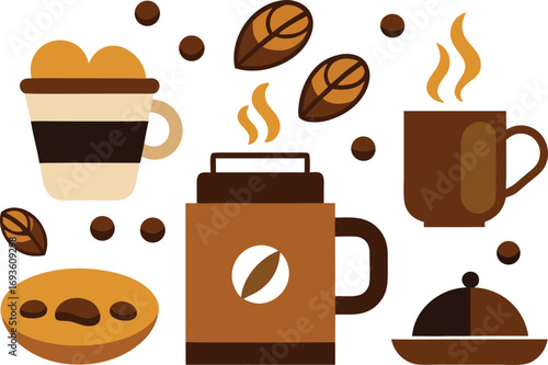 National coffee day collection vector illustration delicious coffee drinks and pastries eps scalable