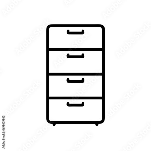 Drawer Cabinet Line Icon Vector Illustration