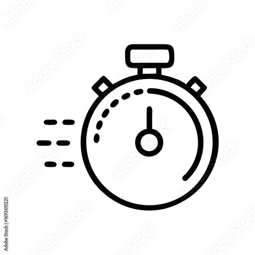 Stopwatch Timer Icon Outline Vector Fast Time Symbol Isolated on White