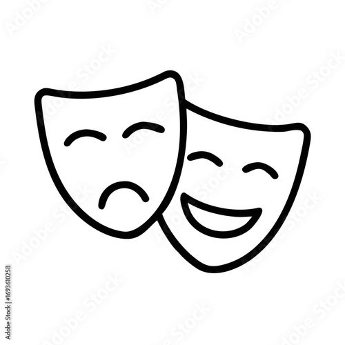 Comedy Tragedy Masks Icon Outline Vector Illustration