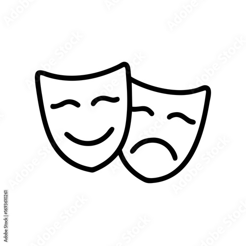 Theater Masks Icon Outline Vector Illustration
