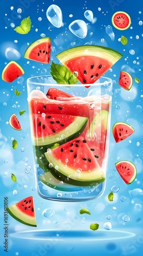 Refreshing Watermelon Cocktail A Delightful Summer Drink with Mint and Bubbles