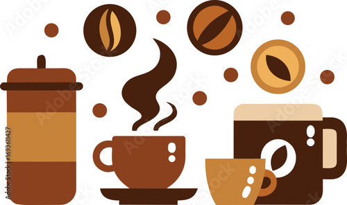 National coffee day elements collection vector illustration for eps format